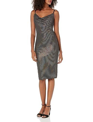 guess women's cowl neck sparkle tank dress, multi, 12