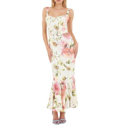 guess women's eco fleur straps midi dress, painted daisies print
