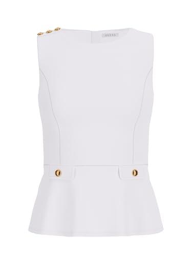 guess women's eco sleeveless cowl neck rika top, pure white