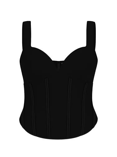 guess women's eco sleeveless jadore corset top, jet black