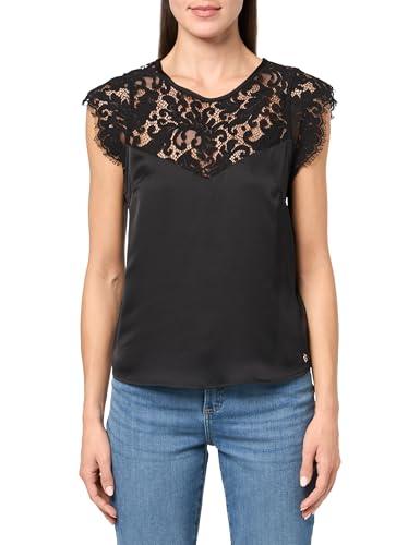 guess women's eco sleeveless marie lace top, jet black