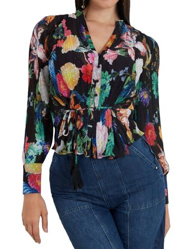 guess women's lisette top, garden glow print