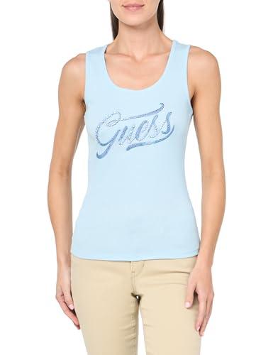guess women's logo tank top, whimsical blue