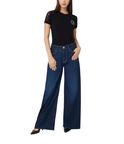 guess women's short sleeve lace tee, jet black