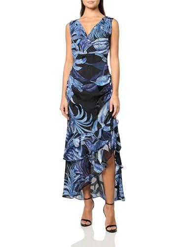 guess women's sleeveless ava maxi dress, tropic eclipse print