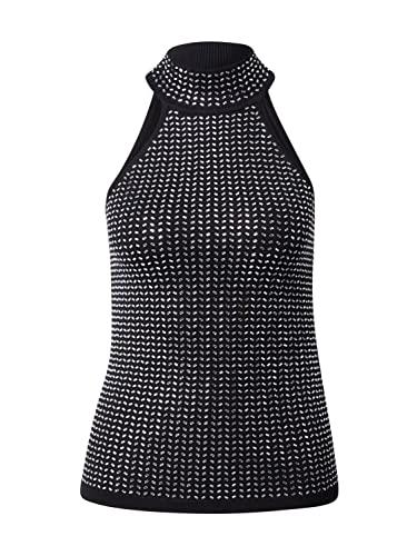 guess women's sleeveless celeste mirror turtlenk top, jet black, medium