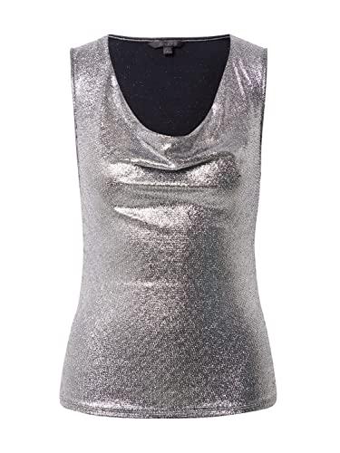guess women's sleeveless cowl neck ezra shine top, gunmetal grey multi, medium
