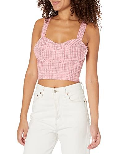 guess women's sleeveless emily top, vintage blush multi, small