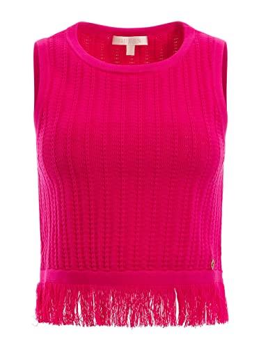 guess women's sleeveless milana shell stitch top, full bloom pink