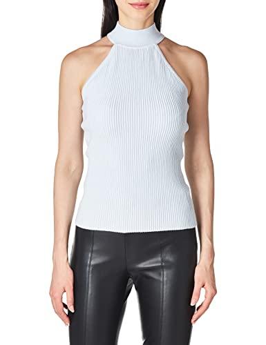 guess women's sleeveless shayna ottoman mock neck top, fresh air, medium