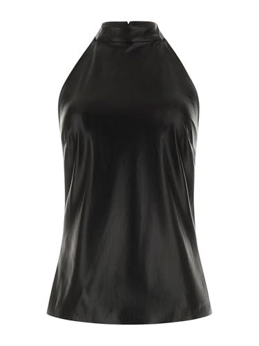 guess women's sleeveless violetteamerican neck top, jet black