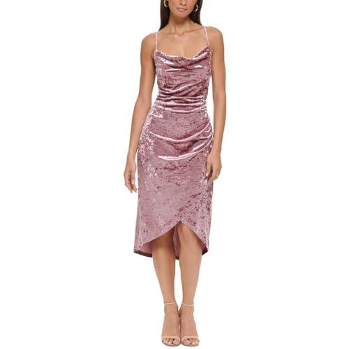 guess women's velvet cowl neck slip dress, mauve, 12