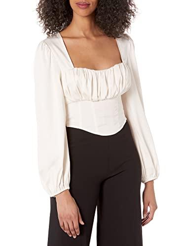 guess womens camilla top blouse, cream whit, x-small us