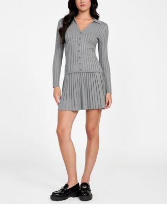 guess womens long sleeve ribbed miranda sweater skirt
