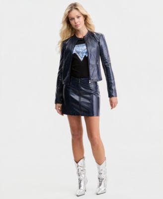 guess womens nico faux leather jacket nico faux leather skirt