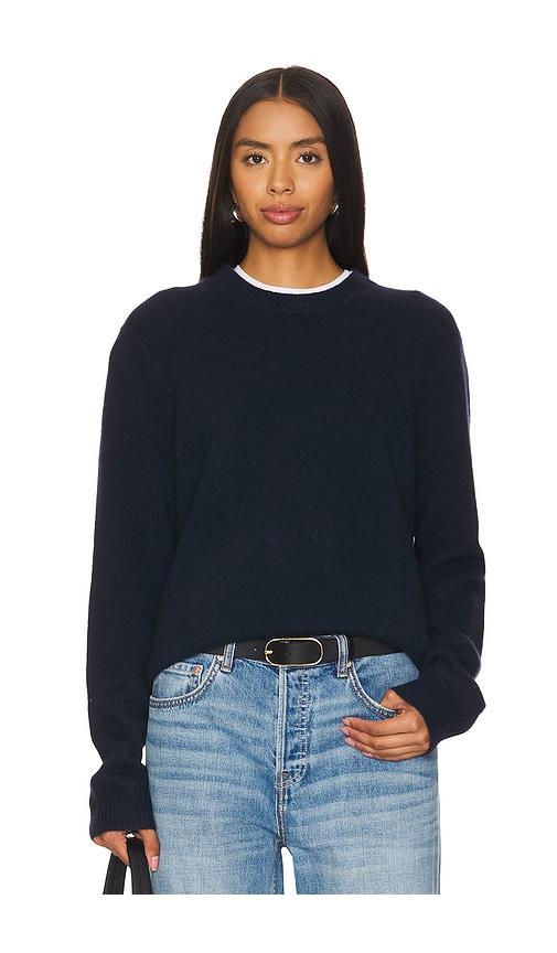 guest in residence all day crew sweater in navy.