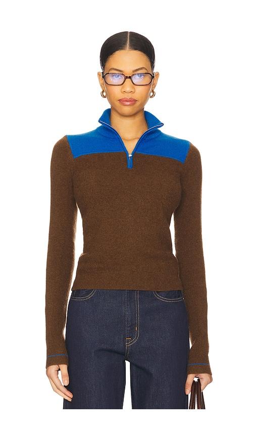 guest in residence alpine half zip sweater in brown,blue.