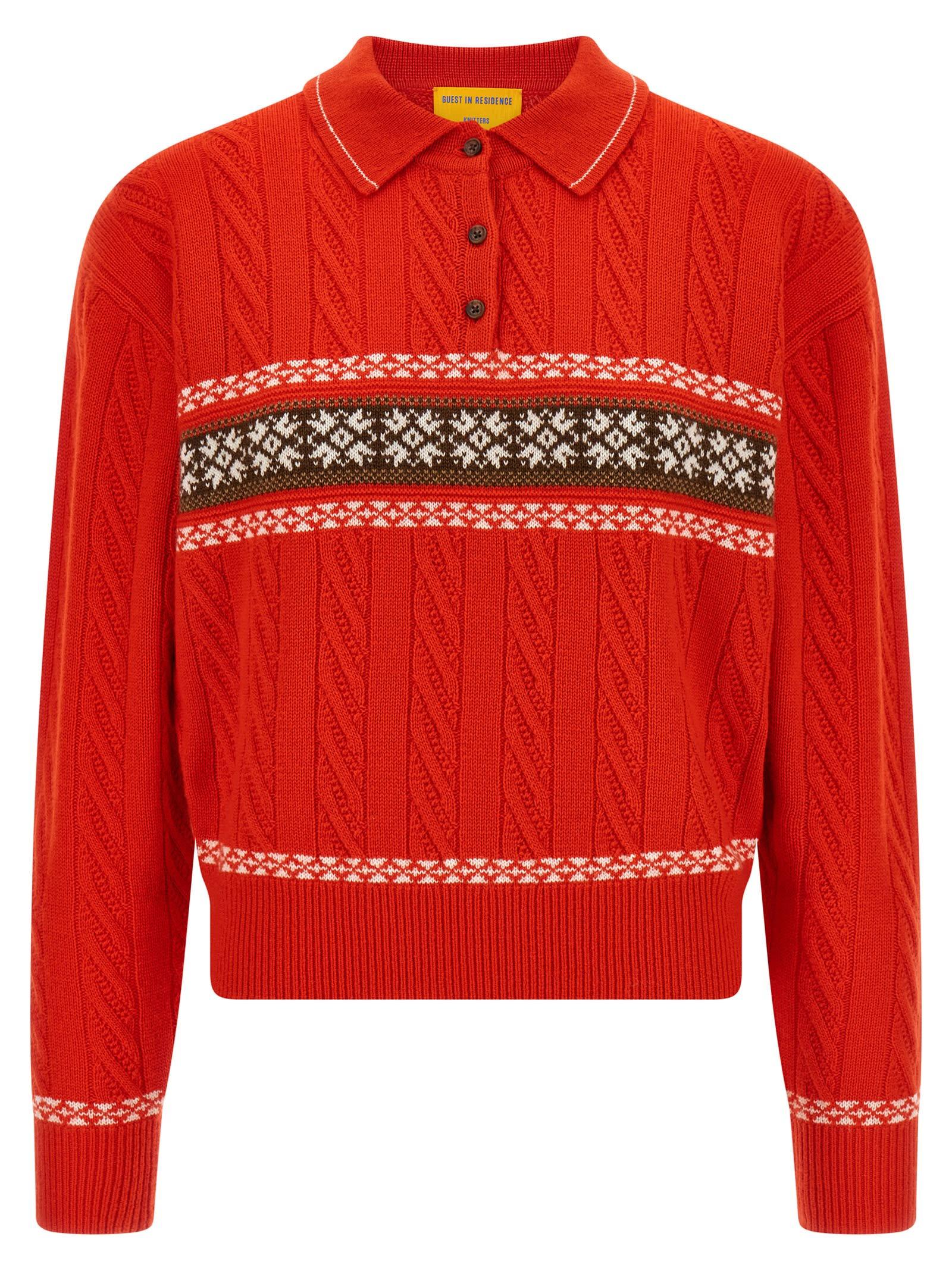 guest in residence cable collegiate polo sweater