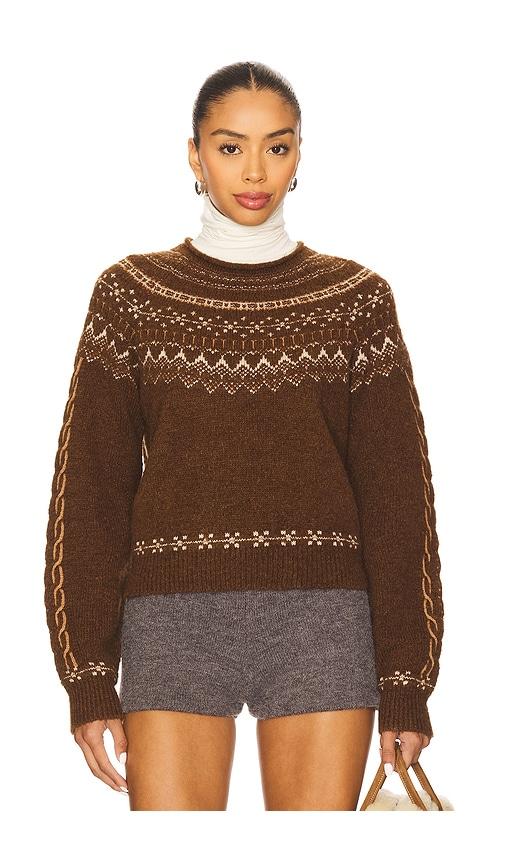 guest in residence cloud chalet crew sweater in brown.