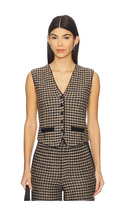 guest in residence houndstooth tailored vest in black.