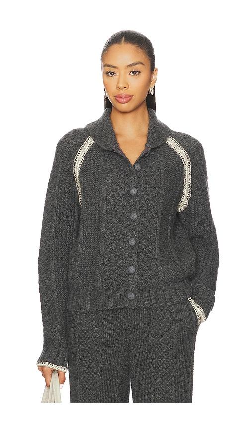 guest in residence marlowe cable cardigan in charcoal.