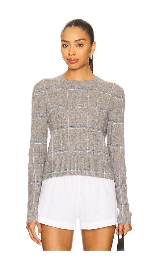 guest in residence shrunken check crew sweater in grey.