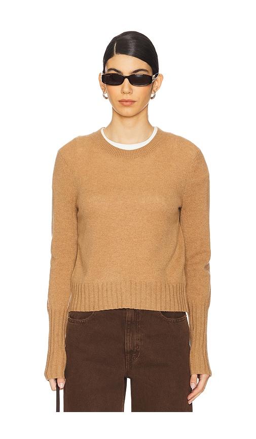 guest in residence shrunken crew cashmere sweater in brown.