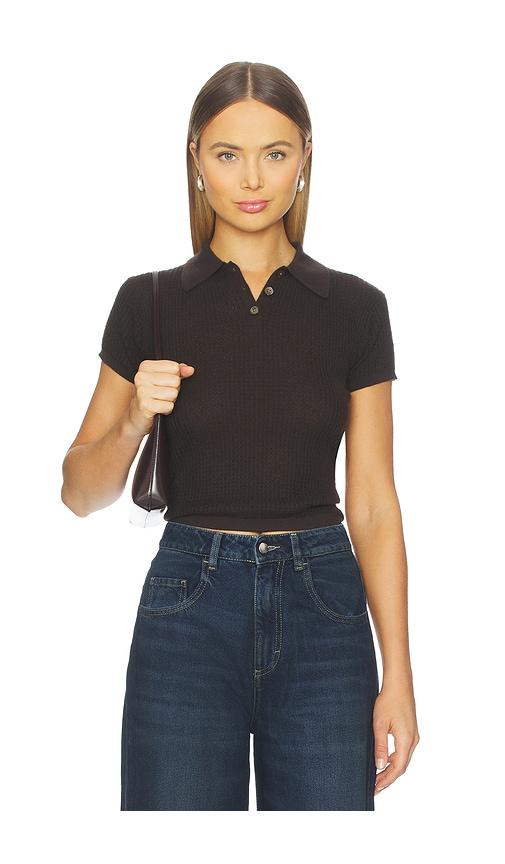 guest in residence shrunken polo top in chocolate.