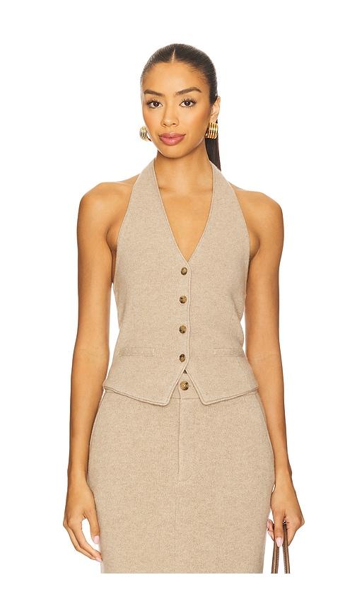 guest in residence tailored halter vest in taupe.