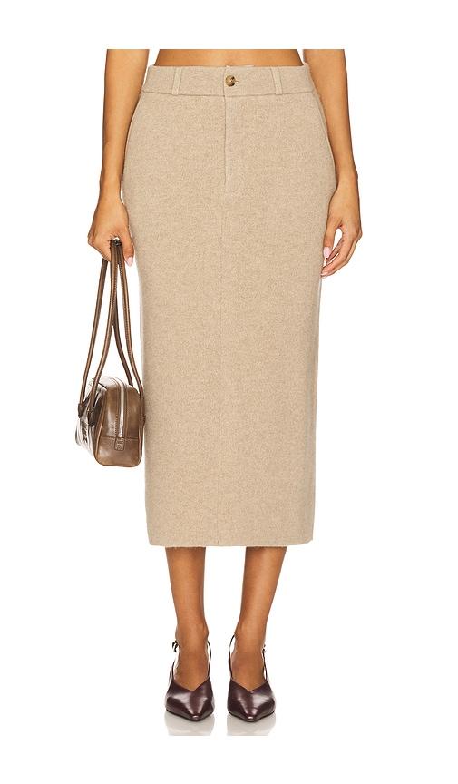 guest in residence tailored skirt in taupe.