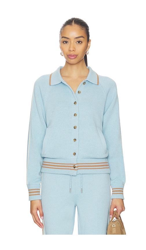 guest in residence varsity jacket in baby blue.