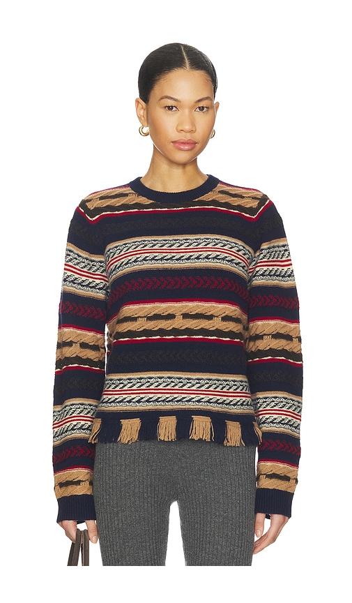 guest in residence western stripe crew sweater in blue.