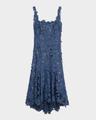 guipure asymmetric trumpet midi day dress