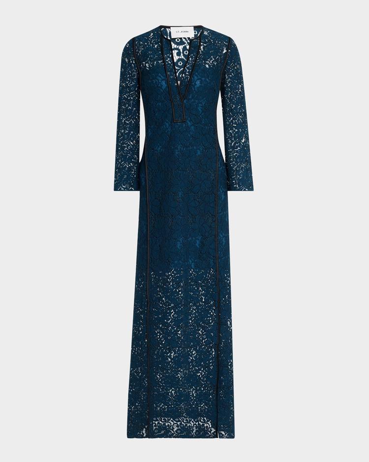 guipure bracelet-sleeve kaftan gown