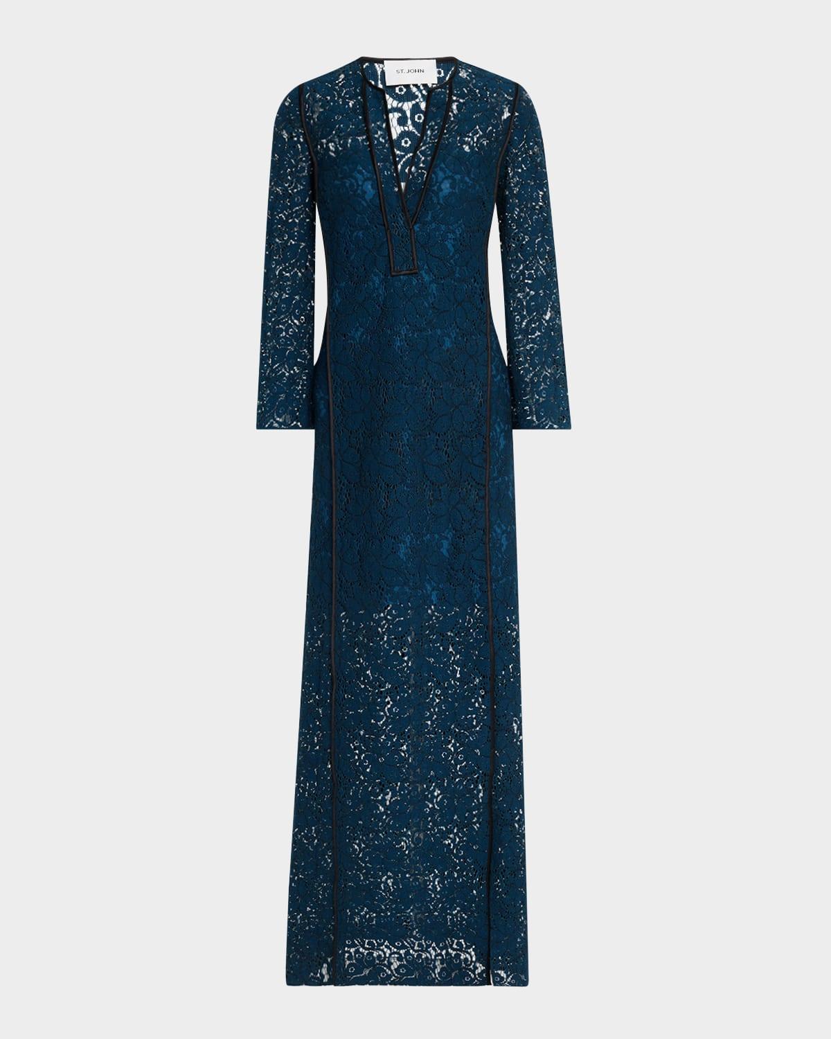 guipure bracelet-sleeve kaftan gown