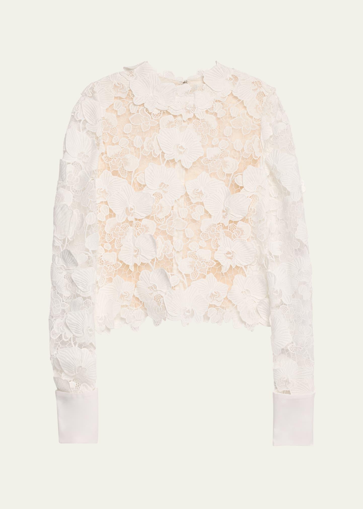 guipure lace long sleeve blouse