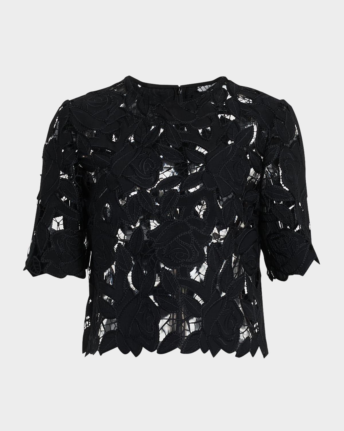 guipure lace short-sleeve top