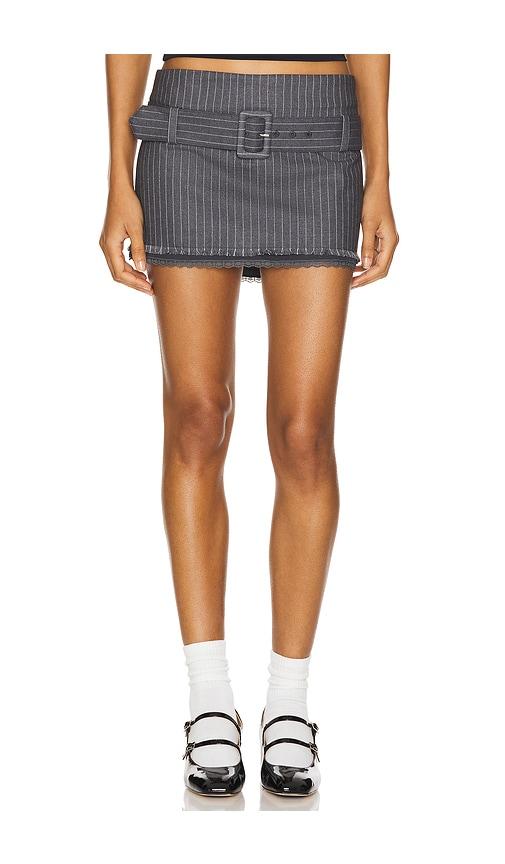 guizio andra pinstripe mini skirt in charcoal.