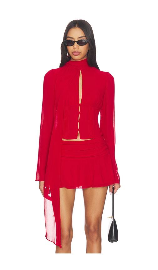 guizio ara long sleeve top in red.