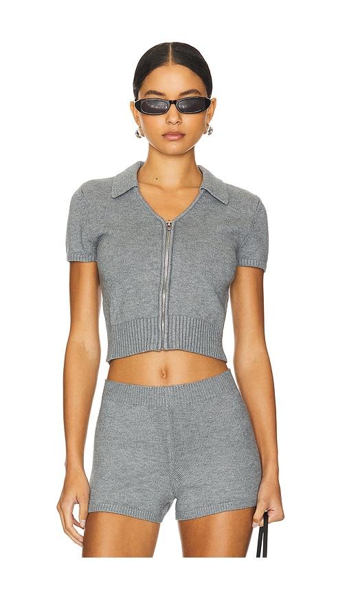 guizio calesia zip-up top in grey.