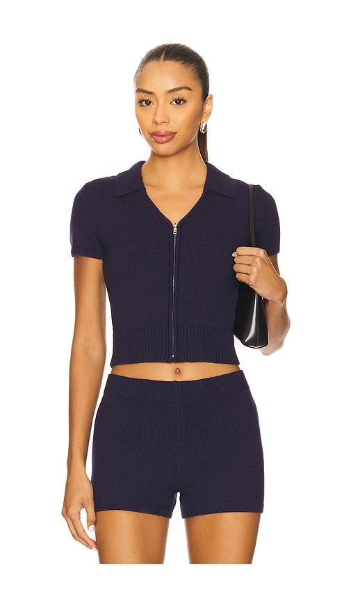 guizio calesia zip up top in navy.