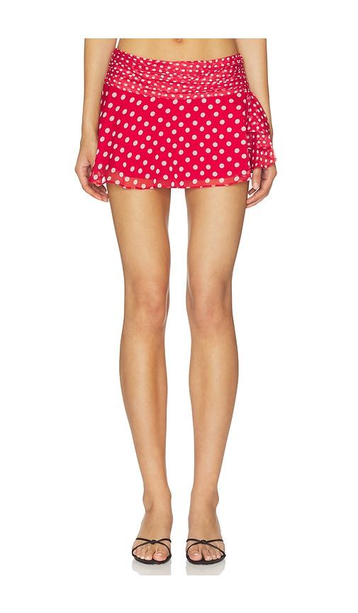 guizio chiffon slit mini skirt in red.