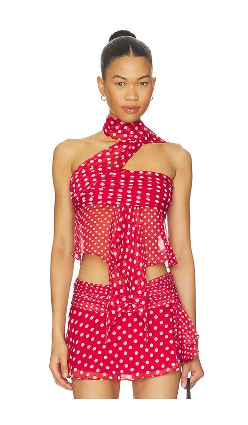 guizio chiffon wrap top in red in red.