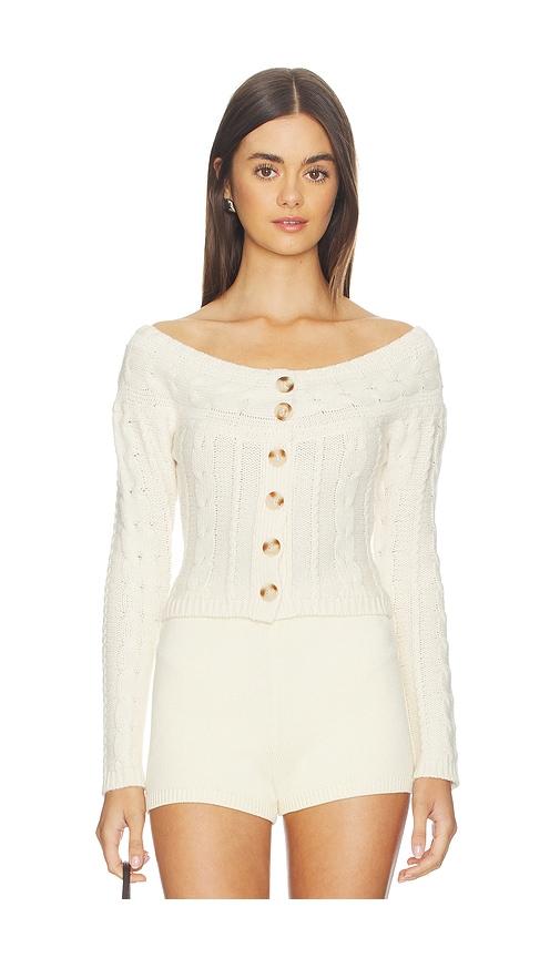 guizio cosette off the shoulder sweater in cream.