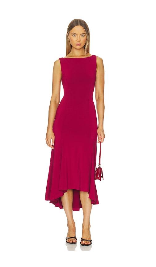 guizio daye midi dress in red.