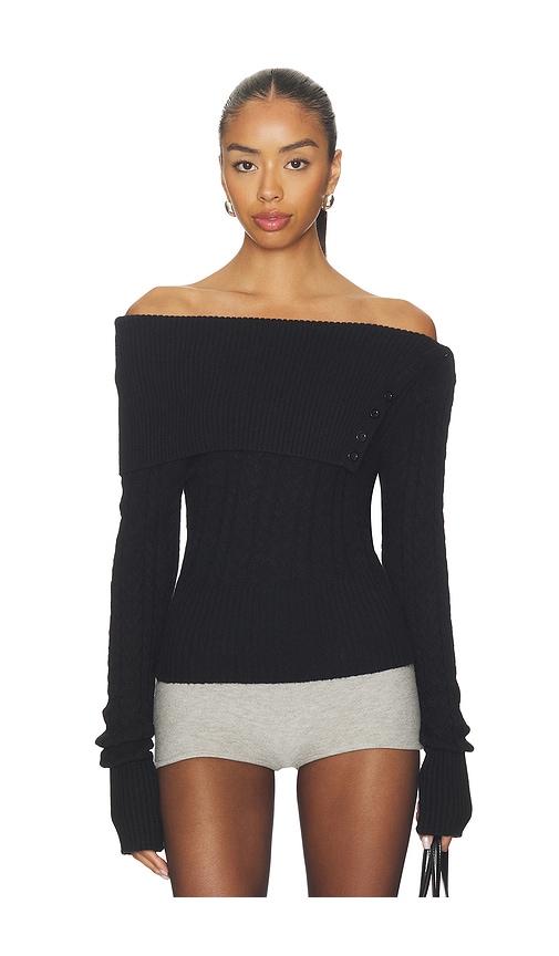 guizio draped collar knit jumper in black.