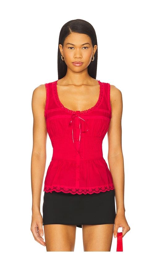 guizio lillie pintuck top in red.