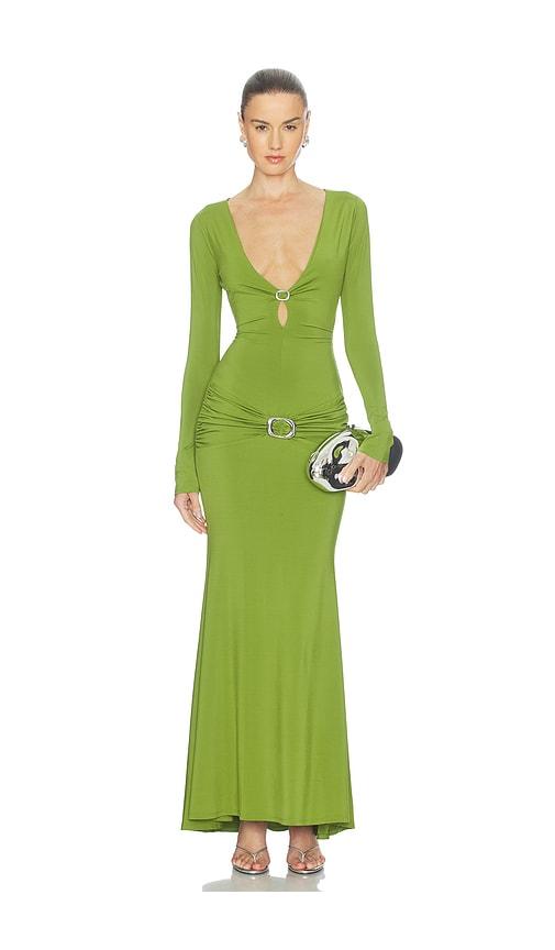 guizio liora long sleeve dress in green.