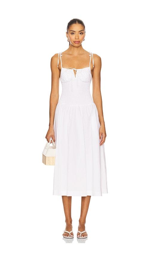 guizio lura midi dress in white.