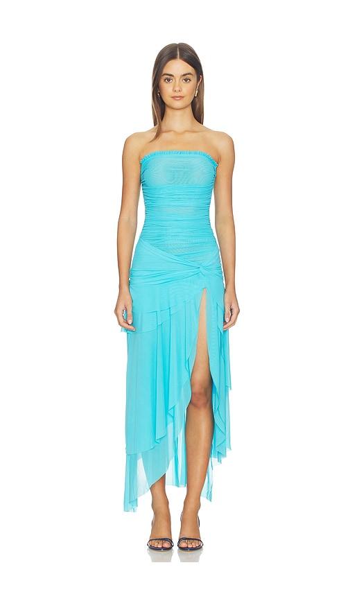 guizio lyla twist dress in blue.